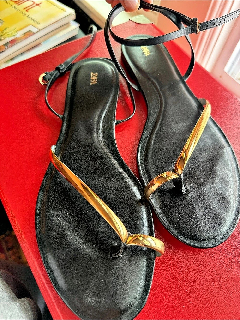 ZARA Women's Gold Strap Sandals EU 41